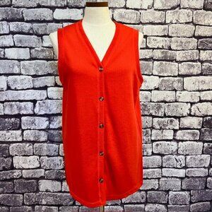 Bechamel Orange V-Neck Button Down Vest Sweater Size M
